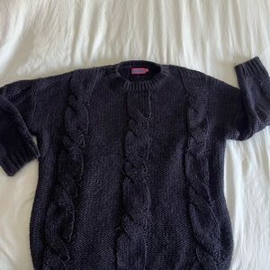 Edikted Navy Cable Knit Sweater